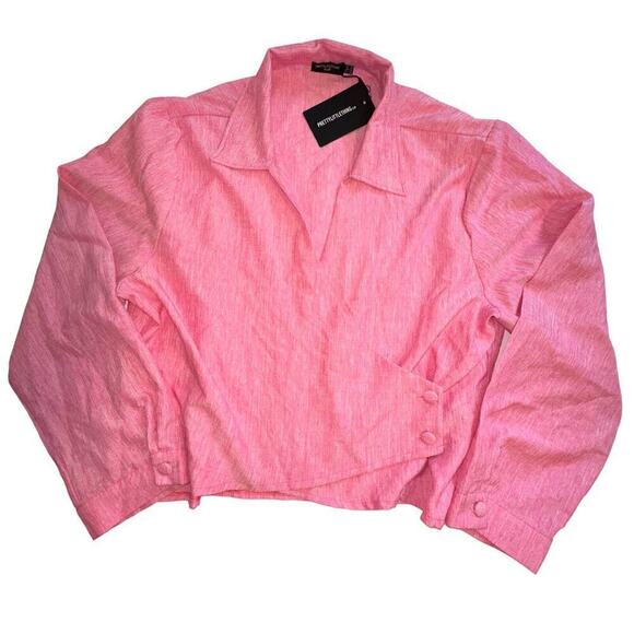 NWT Pretty Little Thing Pink Wrap Front Top Size 24 - Picture 2 of 10
